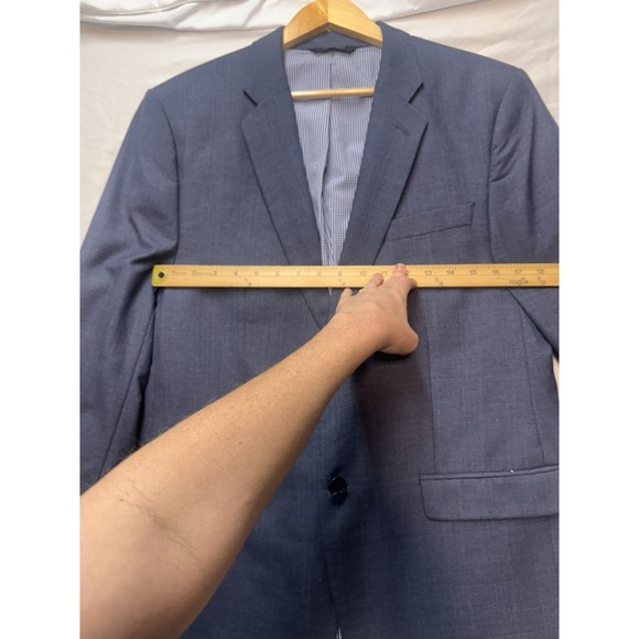 Banana Republic Mens Tailored Slim Fit Blazer 44R Light Plaid Polyester Blend - Picture 2 of 11